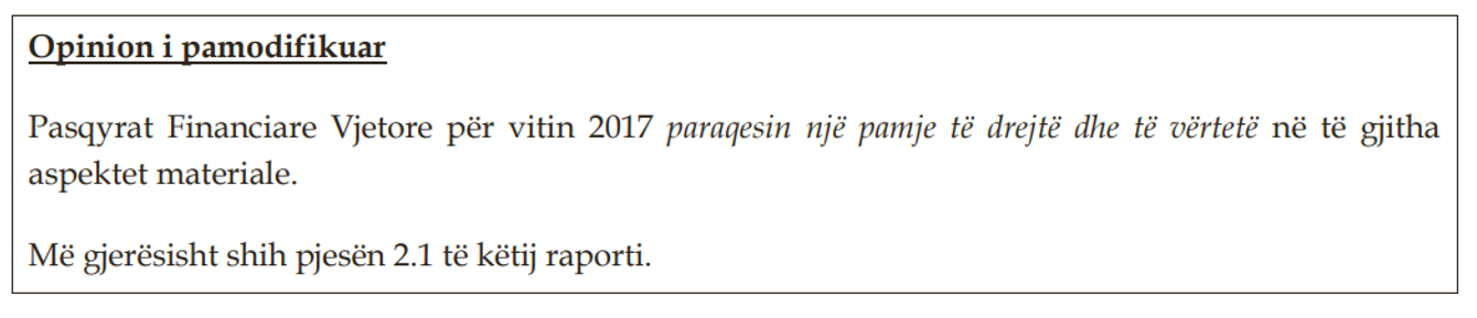 Dogana sqaron se Auditori i përgjithshëm ka dhënë opinionin e pamodifikuar për auditimin në doganë gjatë vitit 2017